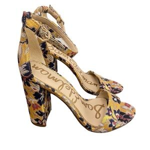 Sam Edelman Yellow and Floral Heels Women’s Size 10